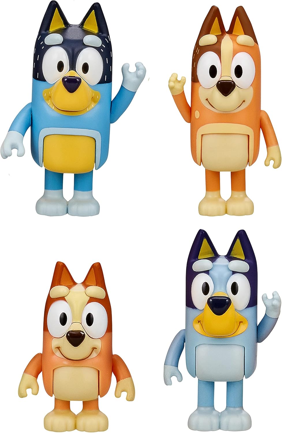Bluey Family Figure 4-Pack – Includes Bluey, Bingo, Mum (Chilli) & Dad (Bandit) – Poseable Collectible Toy Figures for Kids Ages 3+ – Durable Cake Toppers & Gifts for Toddlers and Fans