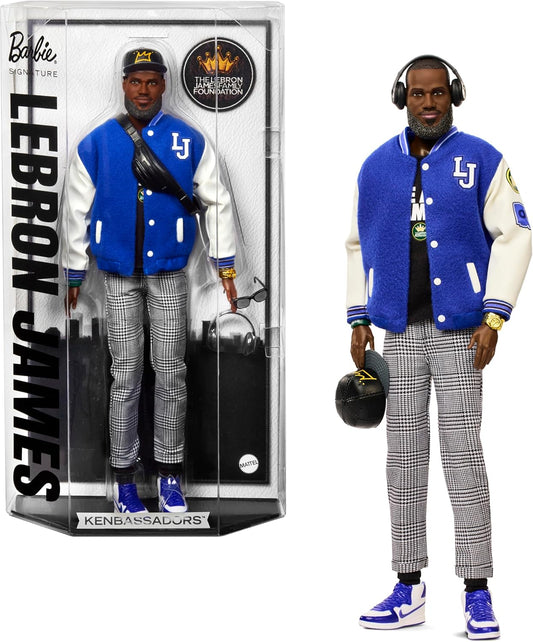 Barbie Signature LeBron James Kenbassadors Doll – Collectible with Varsity Jacket, Headphones & Accessories