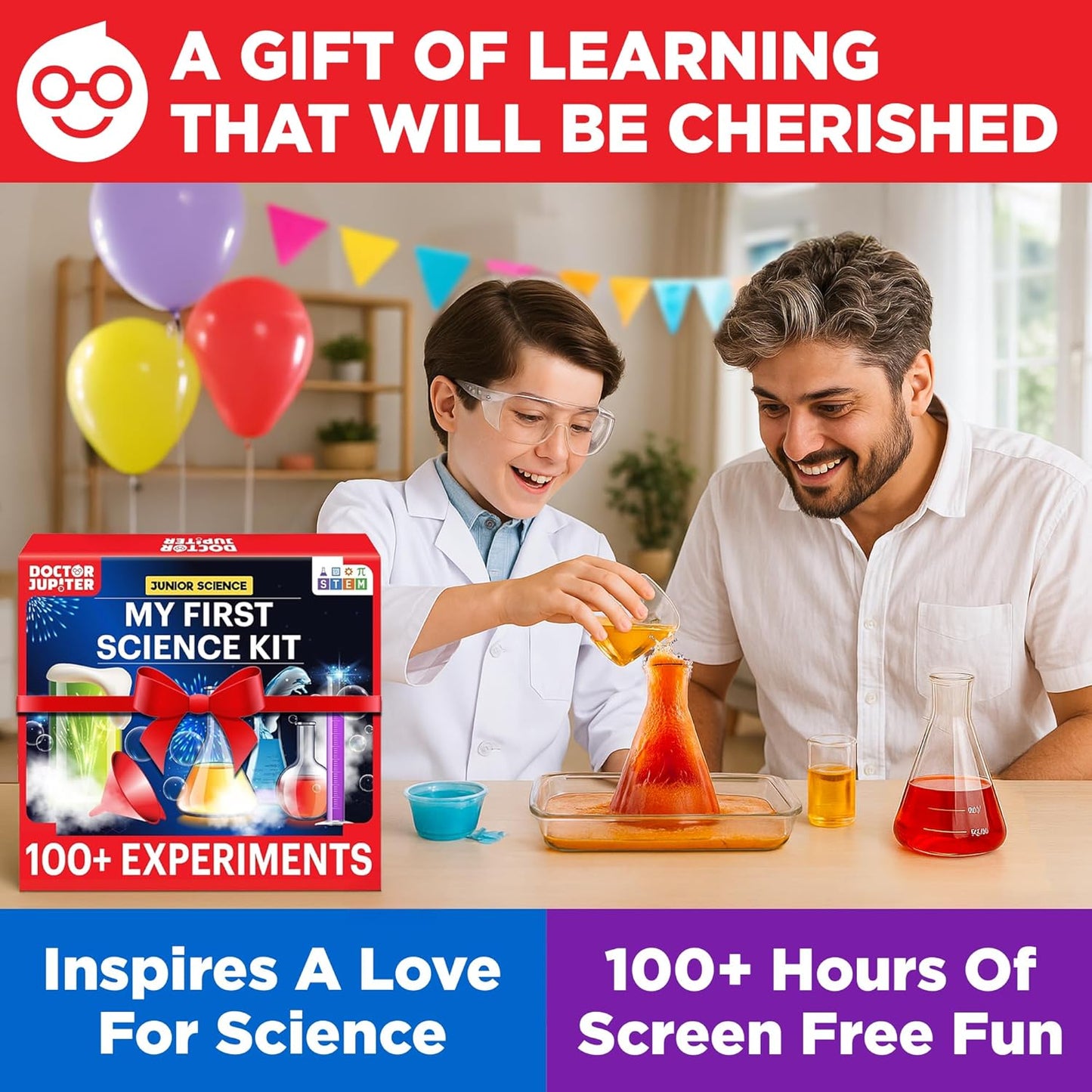 My First Science Kit for Kids Ages 4-5-6-7-8| Birthday Gift Ideas for 4-8-12 Year Old Boys & Girls| Toy Stem Kit with 100+ Experiments| Learning & Educational, Preschool Activities