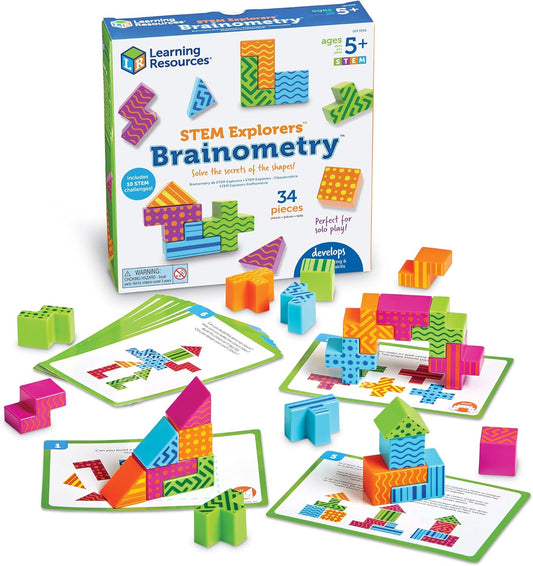 STEM Explorers Brainometry - 34 Pieces, Ages 5+ STEM Toys for Kids, Brain Teaser Toys and Games, Kindergarten Games,Back to School