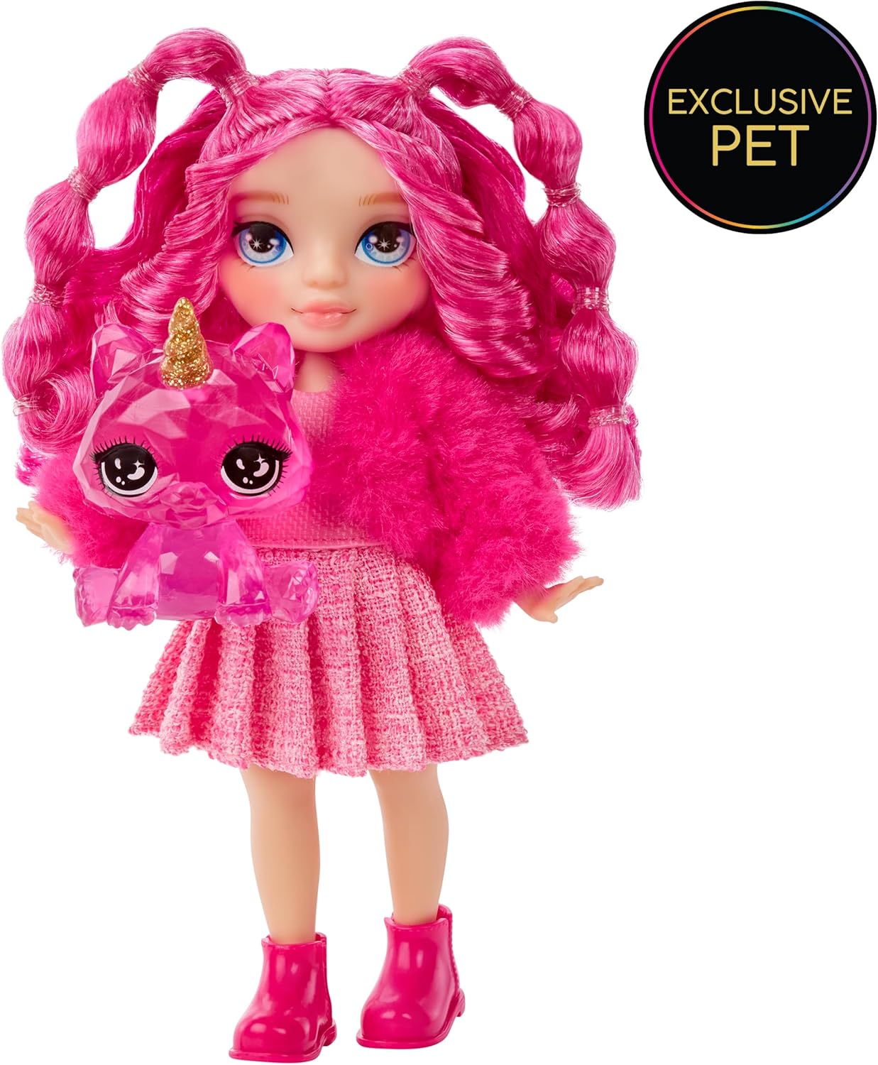 Rainbow High Littles – Magenta Monroe, Pink 5.5" Posable Small Doll with Purse, Magical Pet Kitty, Girls Toy Gift, Kids Ages 4-12 Years