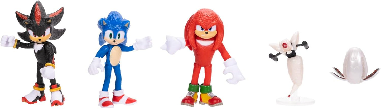 Sonic 3 Movie Action Figures 2.5-Inch Movie Collector Toy Figure Multi-Pack Includes Sonic Knuckles Shadow Buzz Bomber & Drone- Officially Licensed Toys