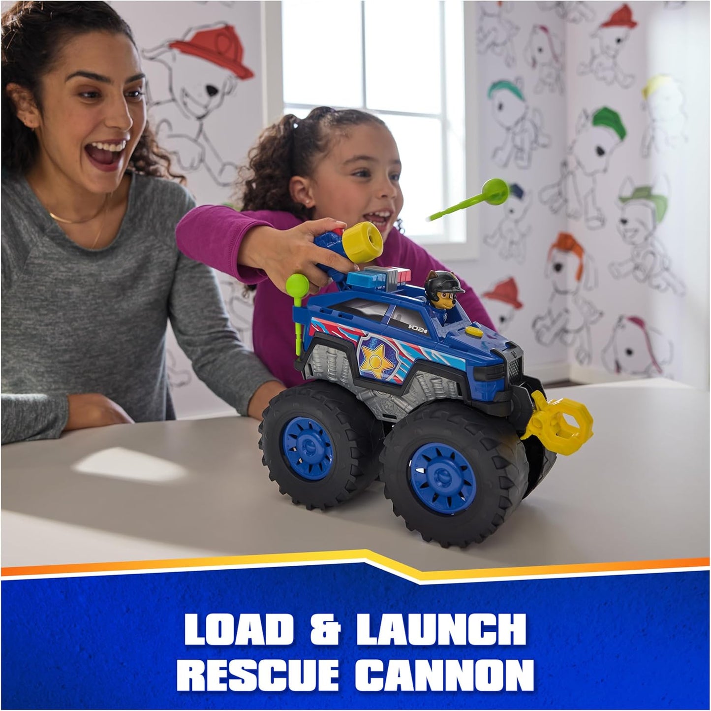 : Rescue Wheels Chase’S Power Haulin’ Cruiser, Toy Truck with Launcher, Motorized Winch, Lights & Sounds, Kids Toys for Boys & Girls Ages 3+