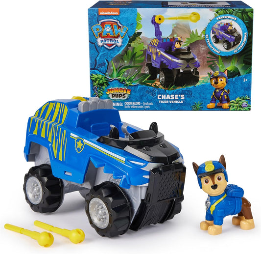 Jungle Pups, Chase Tiger Vehicle, Toy Truck with Collectible Action Figure, Kids Toys for Boys & Girls Ages 3 and Up