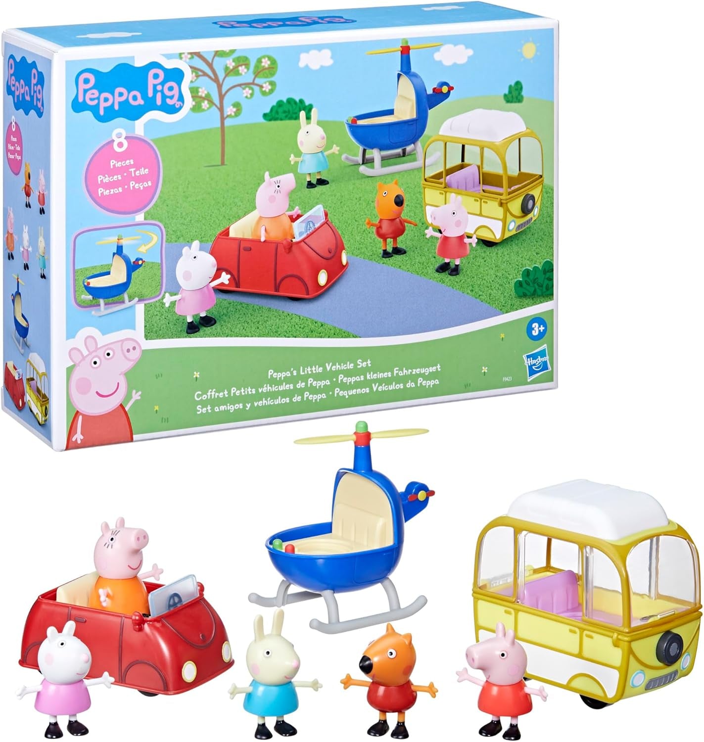 Peppa'S Little Vehicle Playset for Girls and Boys, Includes Helicopter, Camper, and Car, and 5 Figures Set, Preschool Toys, Ages 3+ (Amazon Exclusive)
