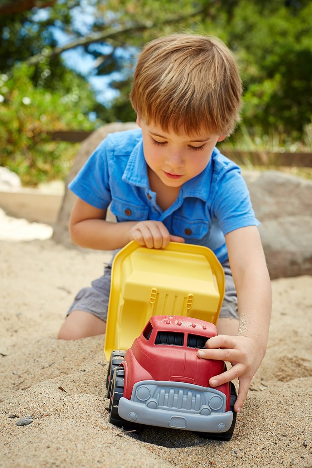 Green Toys Dump Truck in Yellow and Red - BPA Free, Phthalates Free Toys for Gross/Fine Motor Skill Development. Pretend Play , Red/Yellow