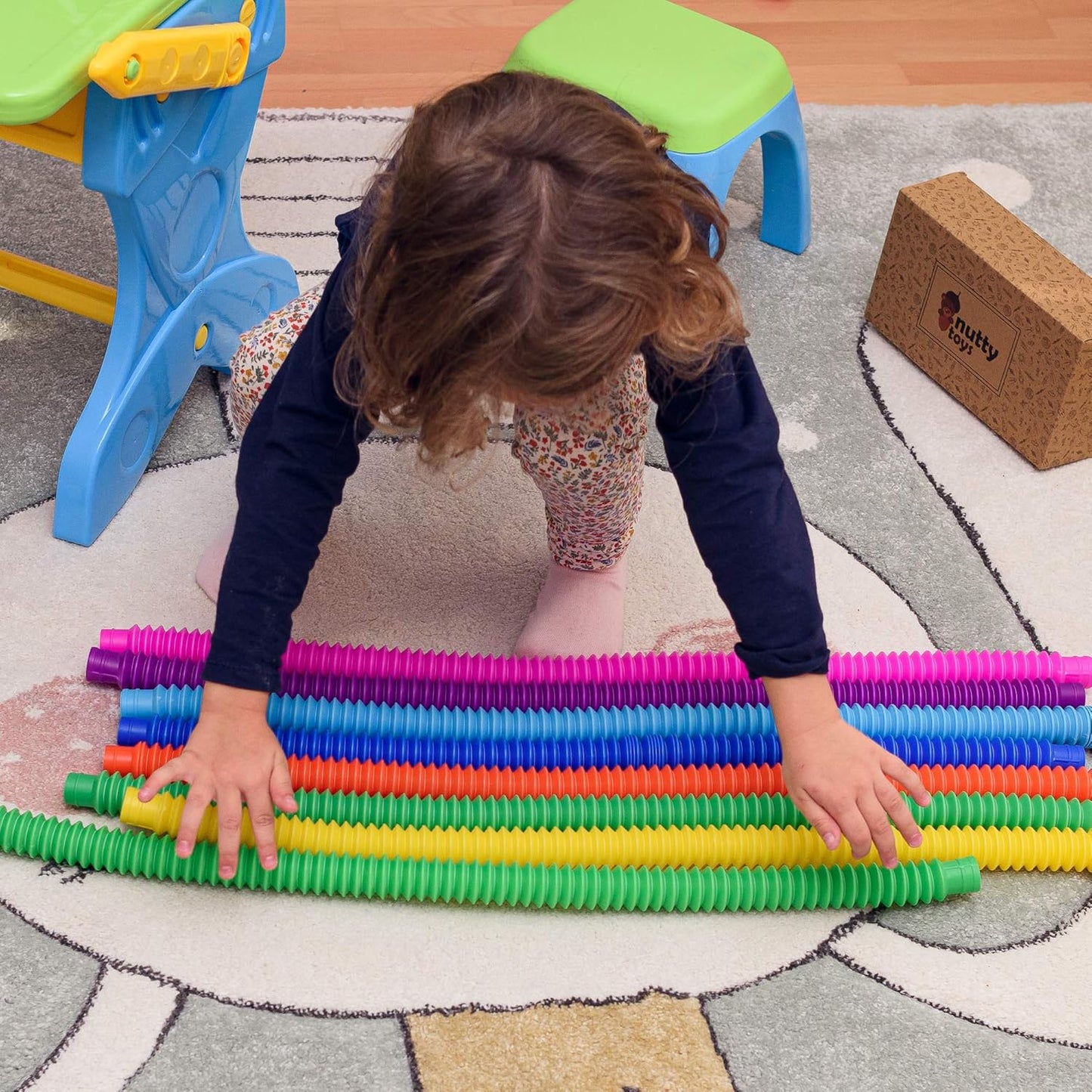 Nutty Toys Pop Tubes - Sensory Toys - Endless Creativity & Fun for Kids and Toddlers |8 Pack Large| - Connect & Pop! Top ADHD Autism Fidget 2025, Best Boy & Girl Christmas Stocking Stuffers Gift Idea