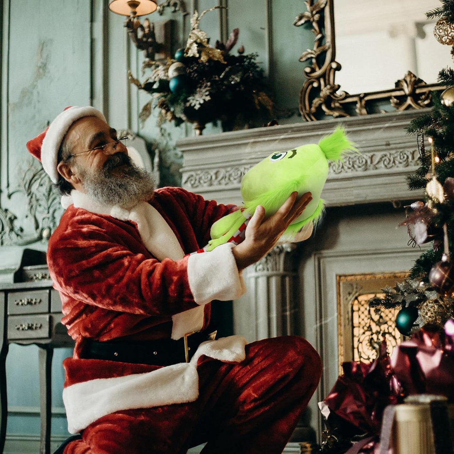 RELIGES 22" Green Christmas Monster Plush Toy – Soft Christmas Stuffed Animal Doll for Boys and Girls, Perfect for Christmas Decorations and Gifts (Green)