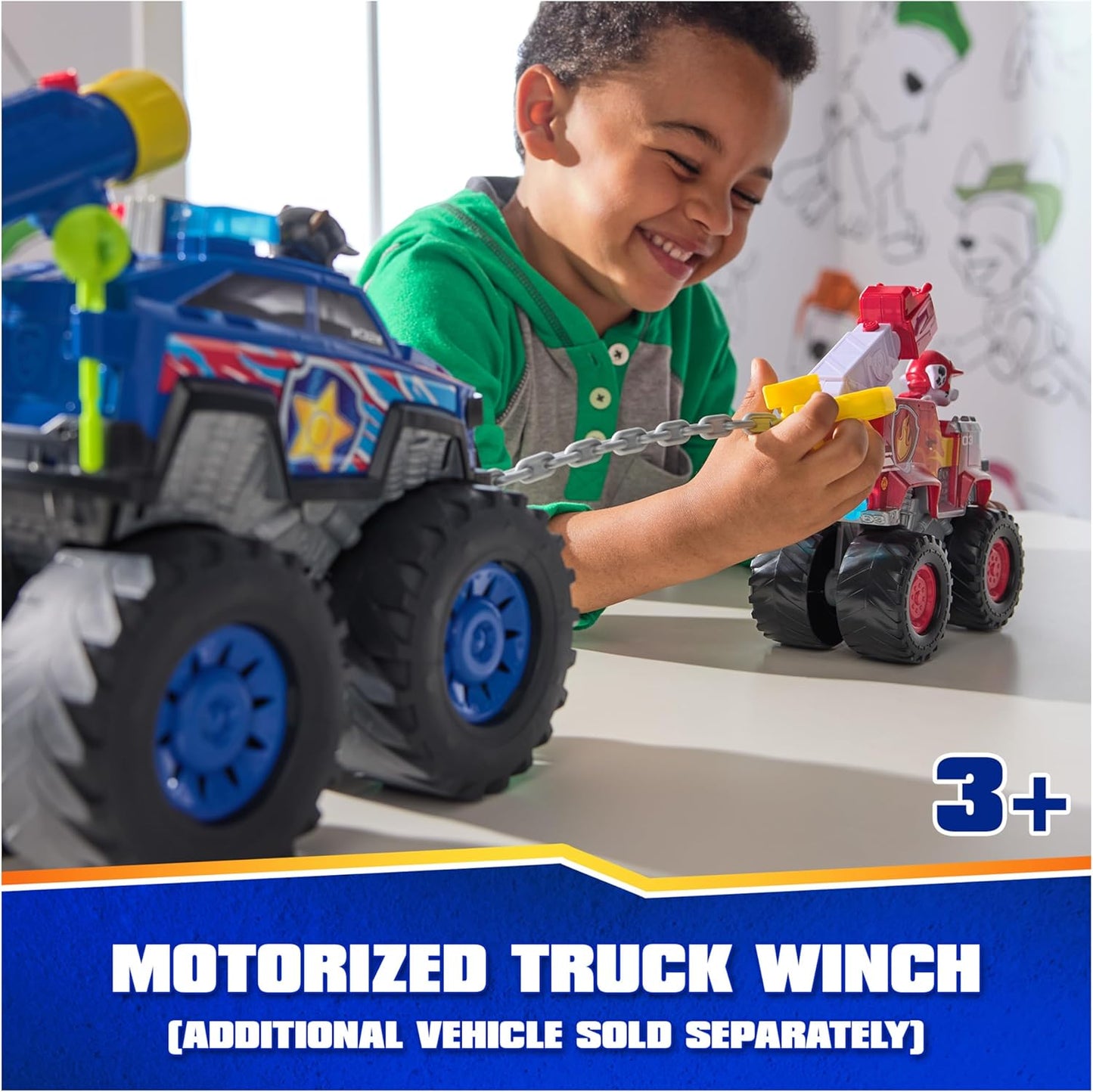 : Rescue Wheels Chase’S Power Haulin’ Cruiser, Toy Truck with Launcher, Motorized Winch, Lights & Sounds, Kids Toys for Boys & Girls Ages 3+