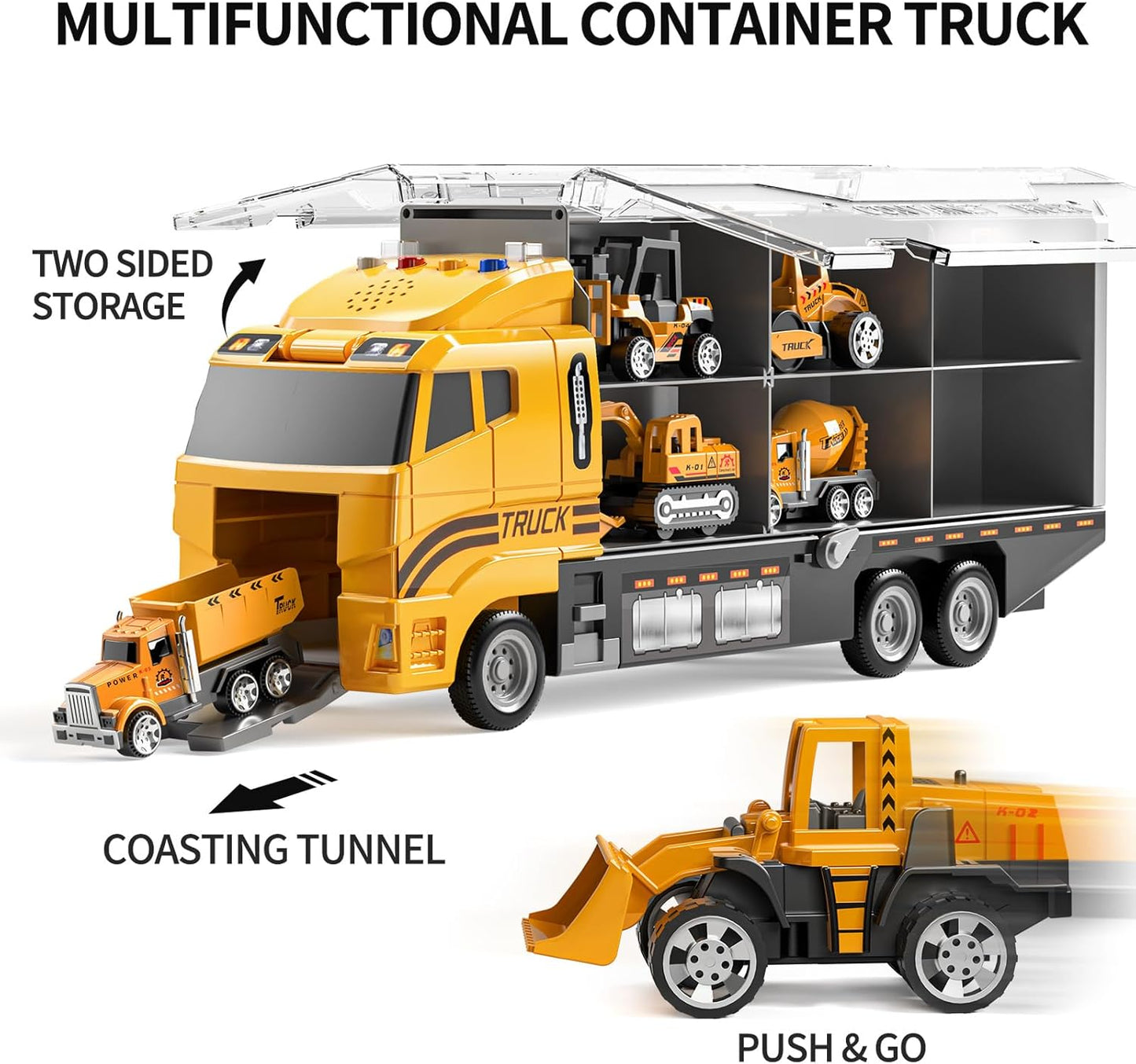 Toddler Toys for 3 4 5 6 Years Old Boys, Die-Cast Construction Toys Car Carrier Vehicle Toy Set W/Play Mat, Kids Toys Truck Alloy Metal Car Toys Set for Age 3-9 Toddlers Kids Boys & Girls