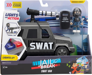 Jailbreak: SWAT Van - 8-Inch Vehicle with Lights, Working Treads, Mounted Machine Gun, 2.75-Inch Figure, and Exclusive Virtual Item Code