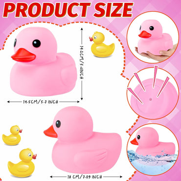 6.89 Inch Giant Rubber Duck Big Rubber Duck Large Duckling Bath Toy with Squeaky Sound for Summer Baby Shower Birthday Party Favor Gift(Pink)