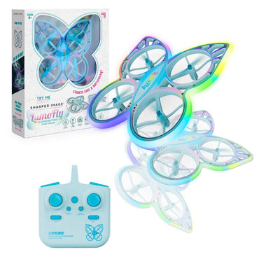 Lumofly LED butterfly drone performing 360 degree aerial stunts