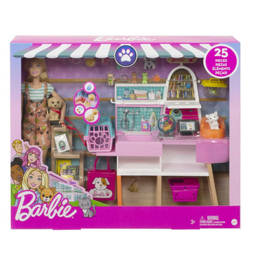 Barbie Doll and Pet Boutique Playset with 4 Pets and Accessories, for 3 to 7 Year Olds