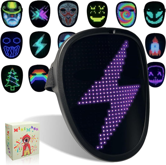 Led Mask with Gesture Sensing,Light up Mask for Kids/Men/Women LED Halloween Mask for Costume Cosplay Party