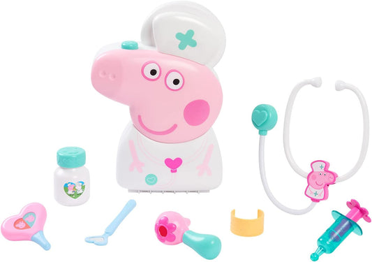 Peppa Pig Checkup Case Set with Carry Handle, 8-Piece Doctor Kit for Kids with Stethoscope, Kids Toys for Ages 3 up by