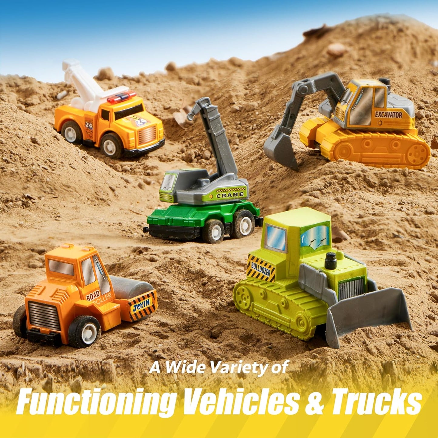 18 Pcs Pull Back City Cars and Trucks Toy Vehicles Set, Friction Powered Cars Toys for Toddlers, Boys, Girls’ Educational Play, Kids Stocking Stuffers, Easter Basket Stuffers