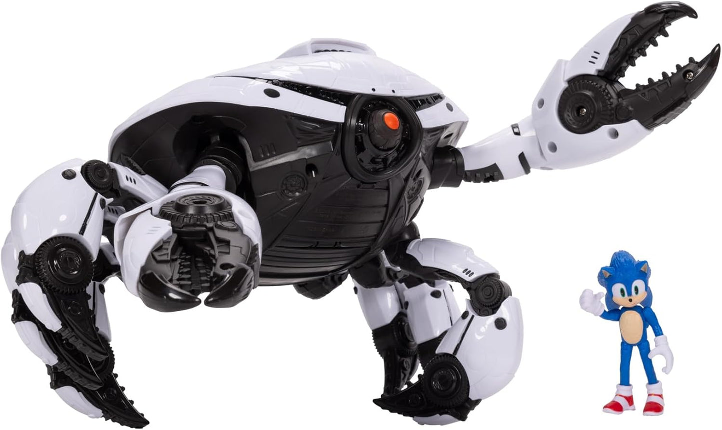 Sonic 3 Movie Toys Crab Mech Pinching Claws Playset with 2.5 Inch Sonic Action Figure Officially Licensed 3 Movie Playset Toys for Kids