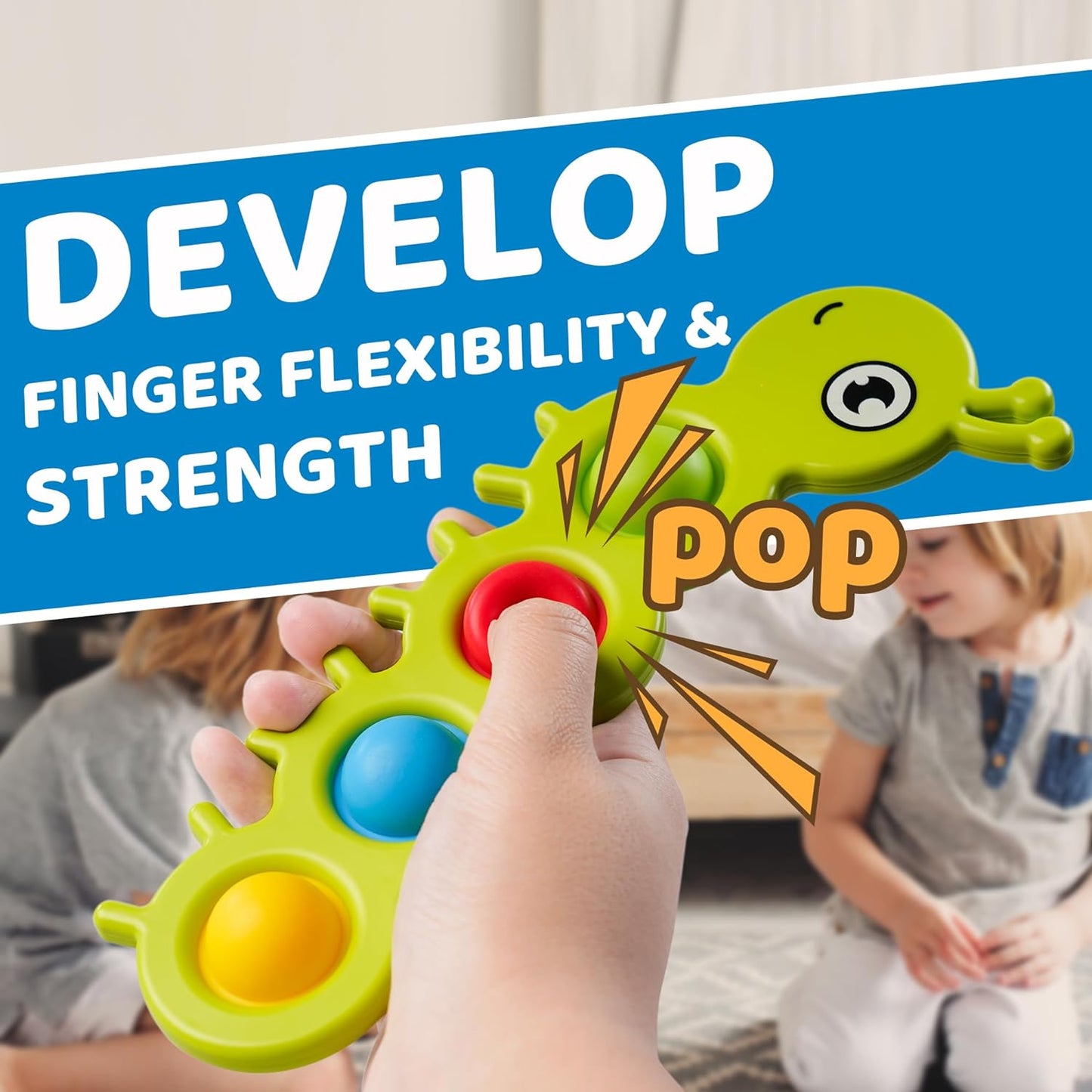 Fidget Popper Sensory Baby Toys for 10+ Months, Montessori Busy Toy for 1 2 3 Years Old Toddlers Push and Popping Bubbles Fine Motor Skill, Travel Toys for Kids Ages 1-3 Stress Relief (2 Pieces)