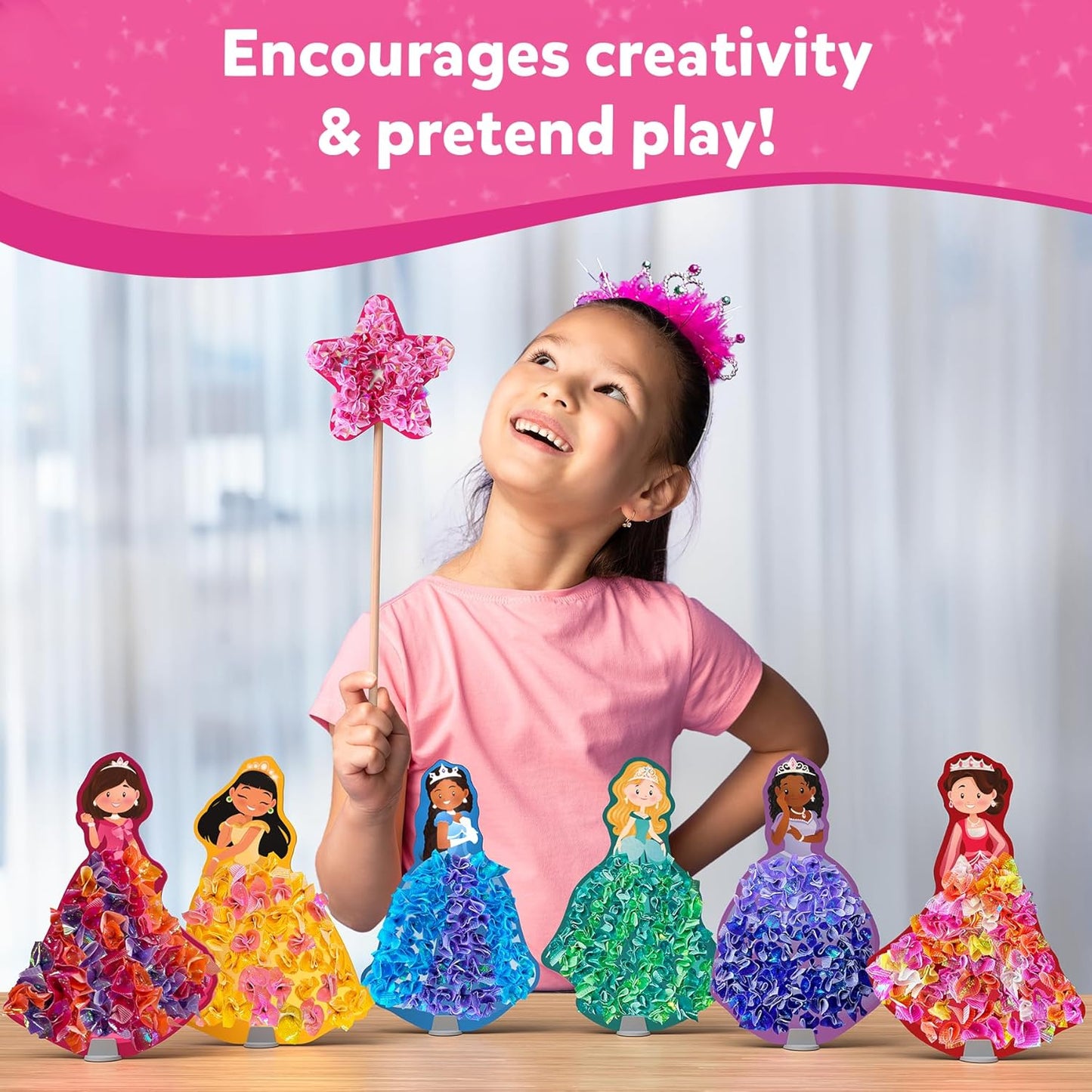 Poke-In Art - Magical Princesses, Mess-Free Fun for Kids, DIY Wood Craft Kits, Creative Activity, Gifts for Girls & Boys Ages 4, 5, 6, 7, 8, 9
