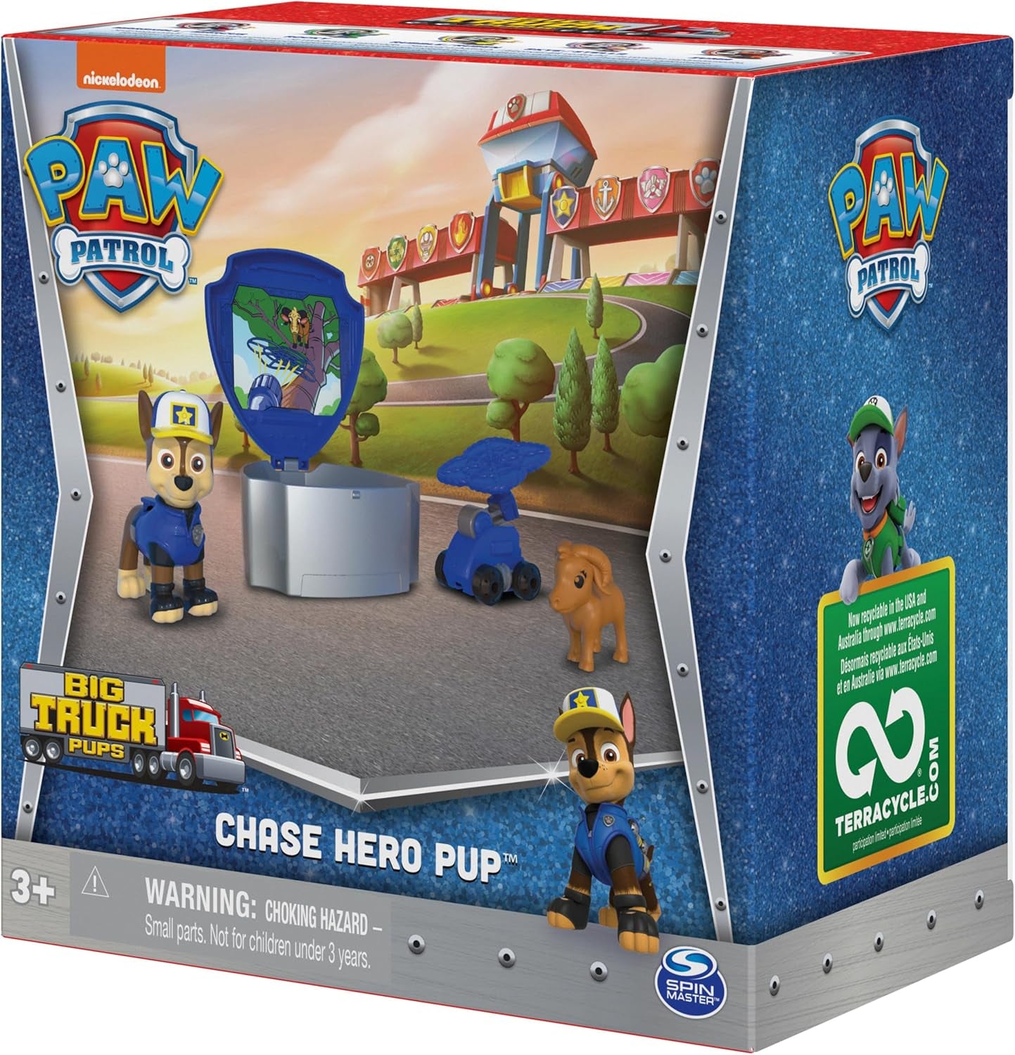 , Big Truck Pups Chase Action Figure with Clip-On Rescue Drone, Command Center Pod and Animal Friend Kids Toys Ages 3 and Up