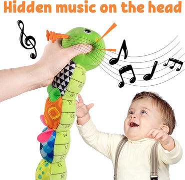 Baby Toys Musical Caterpillar,Infant Stuffed Animal Toys with Crinkle and Rattles,Soft Sensory Toys with Textures for Tummy Time Newborn Boys Girls 0 3 6 12 Months(Green)