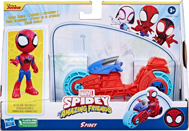 Marvel , Spidey Action Figure with Toy Motorcycle, Preschool Toys for 3 Year Old Boys and Girls and Up