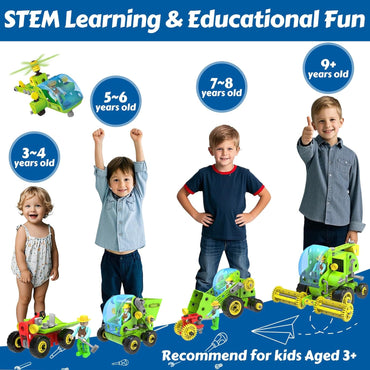 8-In-1 Farm Building Toys for Kids 4 5 6 7 8+ Year Old Boy & Girl, 153 PCS Tractor STEM Toy for Kids, 8 in 1 Learning Toys Educational Construction Blocks Building Set Birthday Gift for Kid