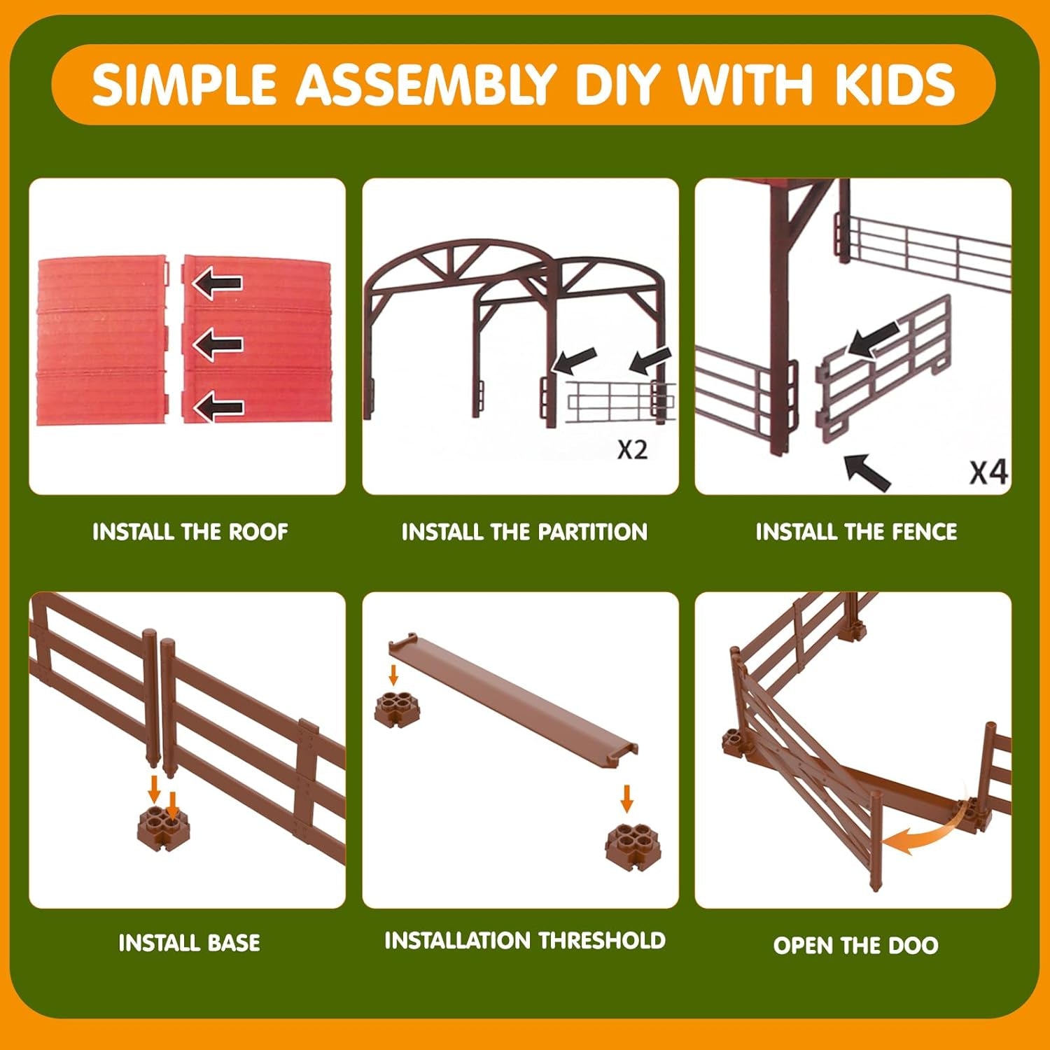 Farm Animal Toys Set,69 Pcs Farm Toys with Tractor with Trailer,Horse Stable Grain Bins Horse Cow Farmer Figures Fence Playset for Kids Toddlers Boy Girl 3-12 Years Old