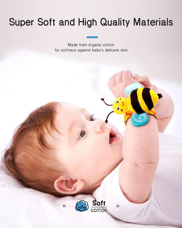 Baby Wrist Rattle Socks and Foot Finder Set, Perfect Baby Toys for 0-12 Months Newborn Boys and Girls as Shower Gifts, Garden Bug Series