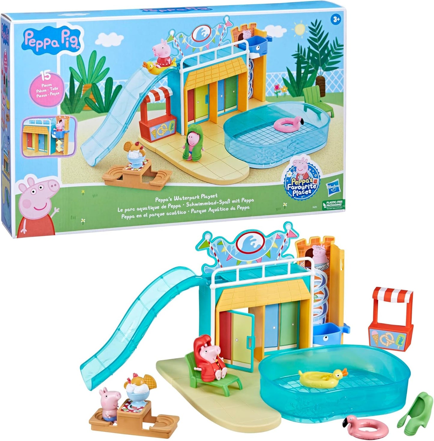 Waterpark Playset with 2 Figures, Preschool Toys for 3+ Girls and Boys
