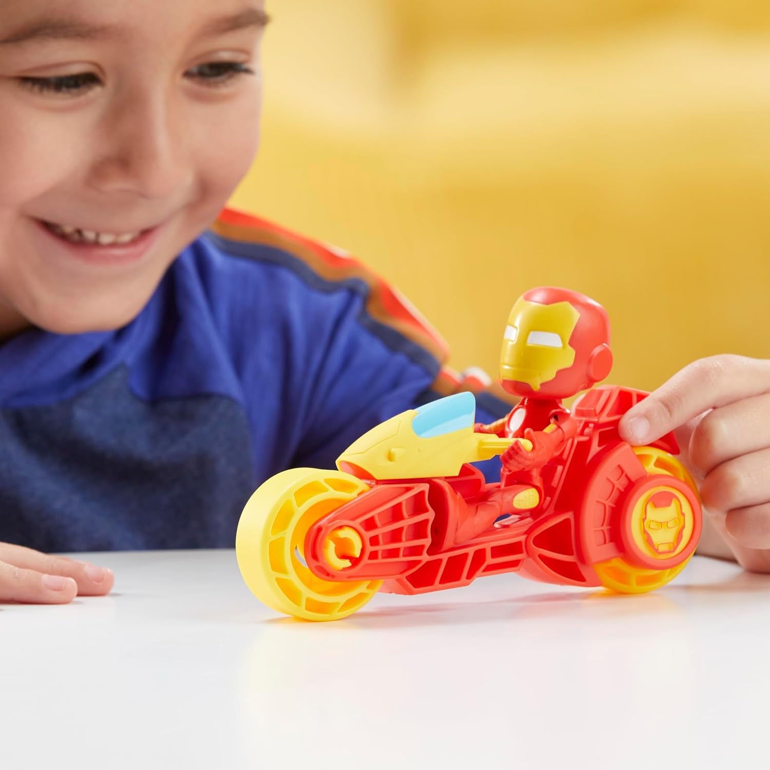 , Iron Man Action Figure & Toy Motorcycle Playset, Marvel Super Hero Preschool Toys for Kids 3 and Up