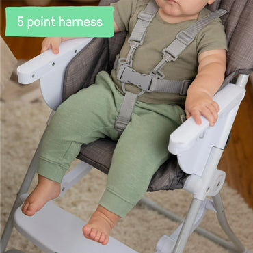 Ingenuity Sun Valley Compact Folding Baby High Chair - For Ages 6 Months and Up, Unisex - Grey
