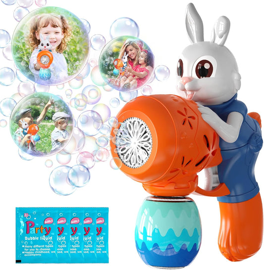 Easter Toys-Bunny Bubble Machine for Kids,Easter Eggs,Automatic Bubble Maker Blower Machine for Toddlers,Bubble Blaster, Birthday Gifts for Age 3+ Years Old Boys Girls(Blue)