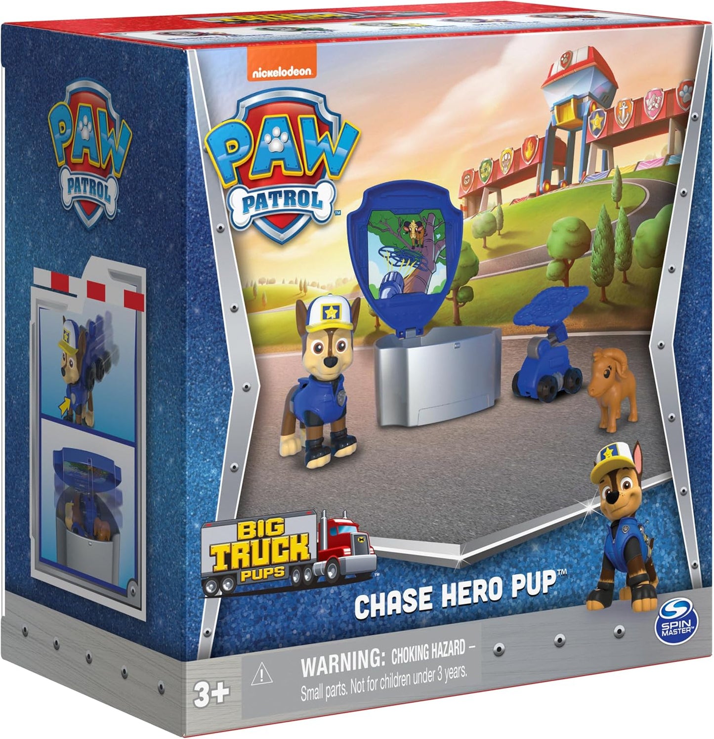 , Big Truck Pups Chase Action Figure with Clip-On Rescue Drone, Command Center Pod and Animal Friend Kids Toys Ages 3 and Up