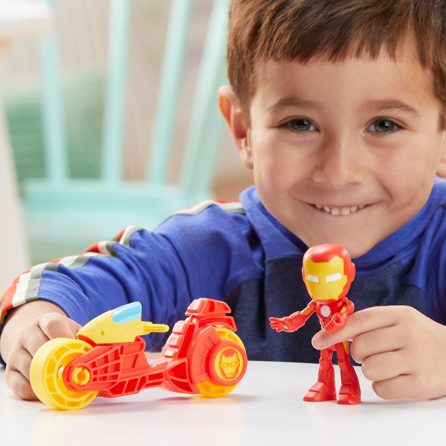 , Iron Man Action Figure & Toy Motorcycle Playset, Marvel Super Hero Preschool Toys for Kids 3 and Up