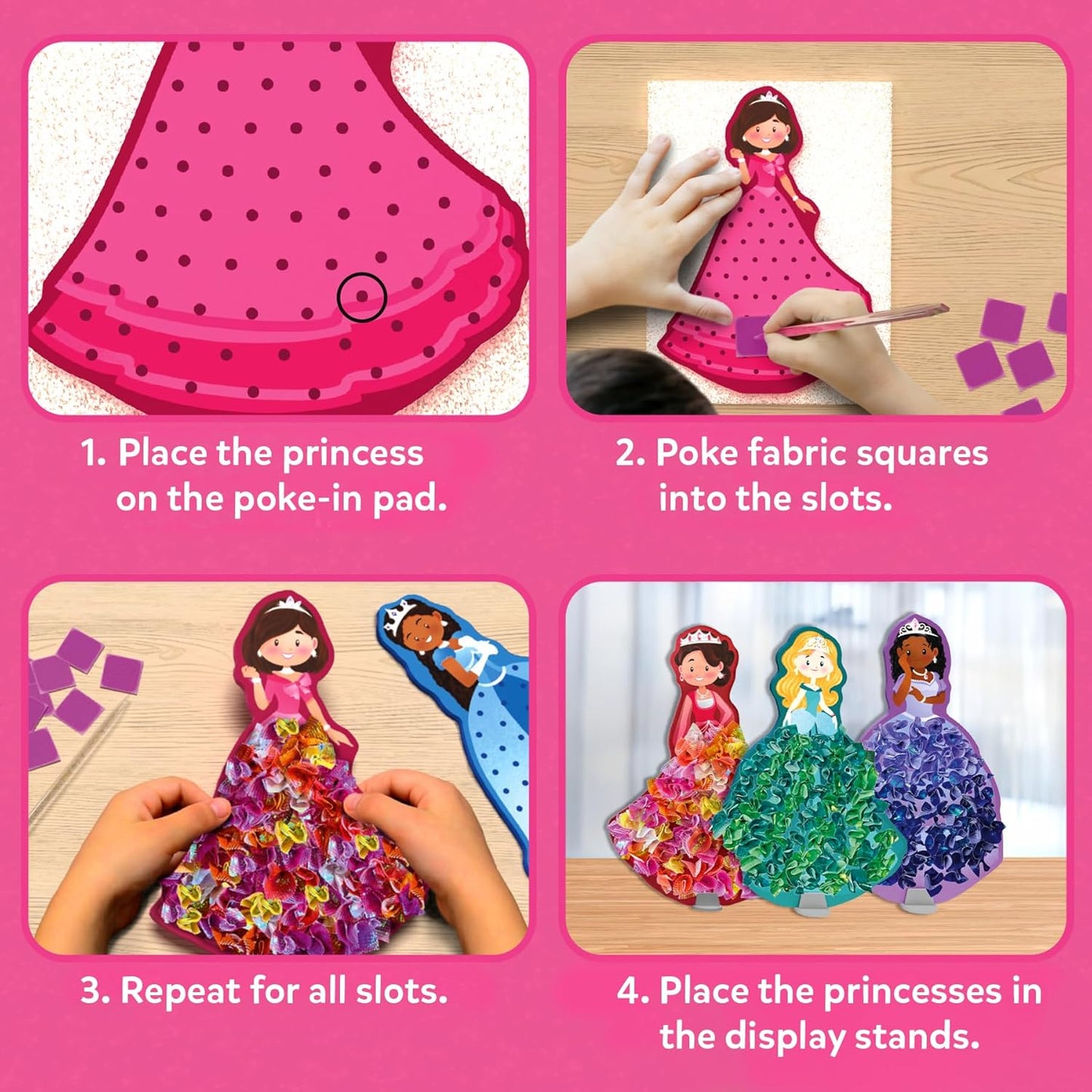 Poke-In Art - Magical Princesses, Mess-Free Fun for Kids, DIY Wood Craft Kits, Creative Activity, Gifts for Girls & Boys Ages 4, 5, 6, 7, 8, 9