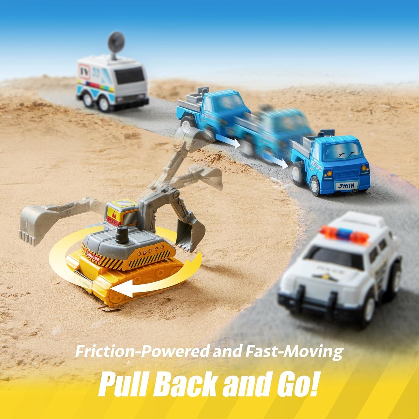 18 Pcs Pull Back City Cars and Trucks Toy Vehicles Set, Friction Powered Cars Toys for Toddlers, Boys, Girls’ Educational Play, Kids Stocking Stuffers, Easter Basket Stuffers