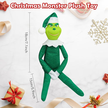 12.6'' Red Christmas Monster Plush Toy, Christmas Stuffed Figures Doll for Kids and Christmas Tree Home Decorations(Green)