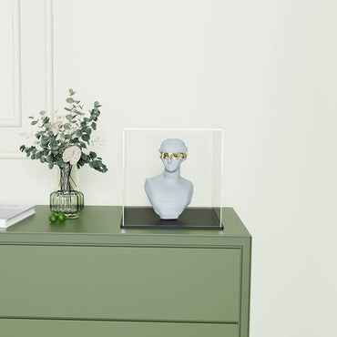 Acrylic Display Case, 8X8X8 Inch Cube, Clear Acrylic Box with Matte Black Base and Lid for Collectibles and Figures