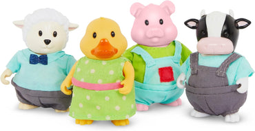 Li’L Woodzeez – Friendz Club Farm Set – Duck, Sheep, Pig, Cow – Set of 4 Collectible Posable Doll Figures – Pretend Play Gift Toy for Kids Age 3+