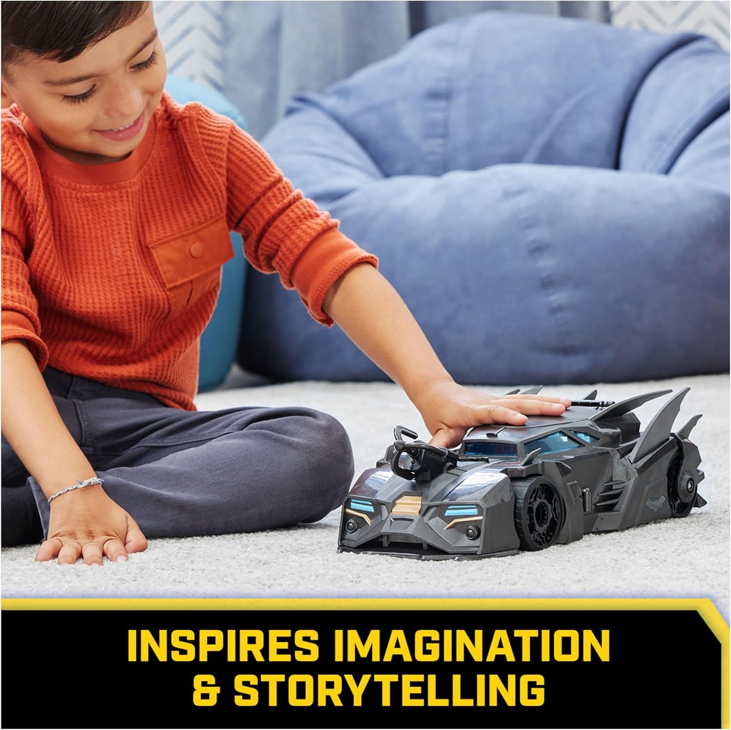 , Crusader Batmobile Playset with Exclusive 4-Inch Batman Figure, 3 Super-Villain Paper Figures, Kids Toys for Boys and Girls Ages 4+