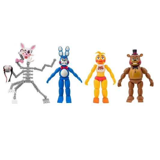 FNAF 4-Pack Collectible Figures by Jazwares – Toy Freddy, Toy Bonnie, Toy Chica & Mangle | Official Five Nights at Freddy's Action Figures