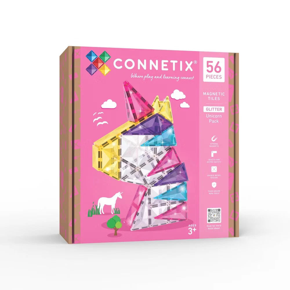 56pc CONNETIX Magnetic Tiles Glitter Unicorn Pack Building Toys