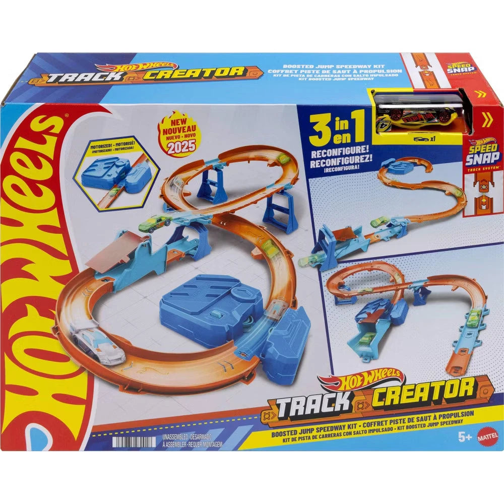 Hot Wheels Track Creator Boosted Jump Speedway Set with 1:64 Scale Car