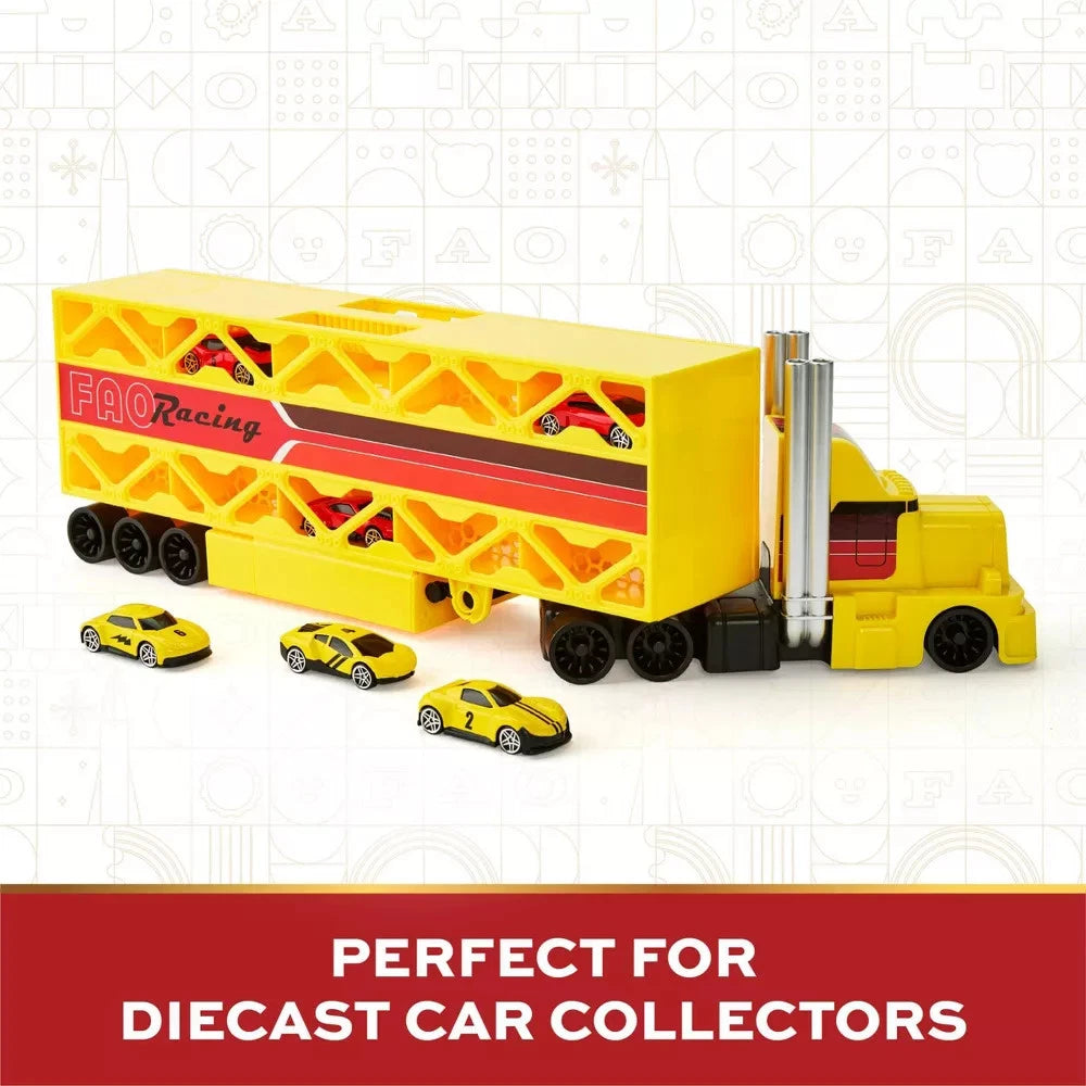 FAO Schwarz Ultimate Truck Collection – Diecast Toy Truck Set with Storage