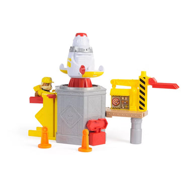 Rubble & Crew spaceship toy with launch platform spinning rocket and interactive play areas