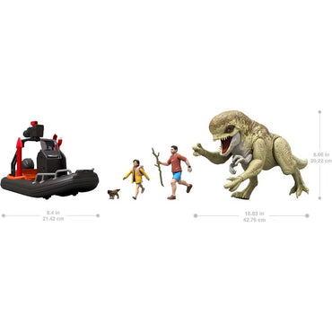 Jurassic World Rebirth Storypack – Raft Adventure with Villain Dino, Adult & Child Figures