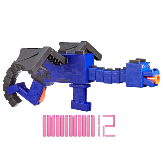 NERF Minecraft Ender Dragon Dart Blaster – 12 Darts with 4-Dart Internal Clip