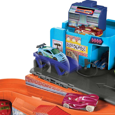 Hot Wheels Ultra Hots Sto & Go Trackset – Portable Racing Playset